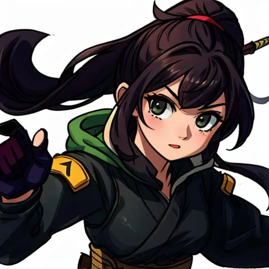 female teen ninja with swords