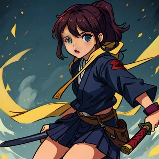 female teen ninja with swords