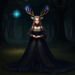 A deer girl that is standing in the grass, full gown, SFW, behance contest winner, fantasy art, magical sparkling colored dust, staggering in its beauty, uniquely beautiful, an epic majestical degen trader, cute forest creature, galactic entity, of a beautiful, beautiful illumination, powerful aura