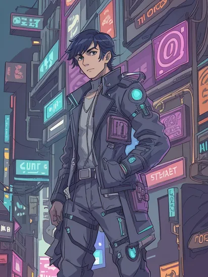 Sherlock Holmes Imagined as a cybernetically enhanced detective navigating a futuristic city filled with neon lights and advanced technology, solving high-tech crimes. Cyberpunk style, cyberpunk reimagined, neon lights, dystopian, vivid,
masterpiece, best quality, high quality, absurdres