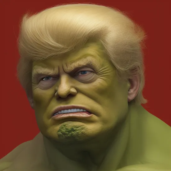 Split head (Donald Trump) inside Hulk inside Donald Trump