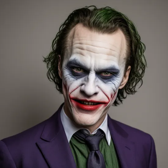 man dressed like (The Joker:1), front photo, 8k, high detailed <lyco:locon_perfecteyes_v1_from_v1_64_32:1.0>