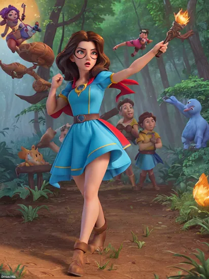 (Ashley Greene:1.5),masterpiece, best quality, high detailed, sexy skimpy outfit,warrior,action,agressive,weapons,dynamic pose, (As Snow White, wearing her iconic blue and yellow dress with a red cape, surrounded by the Seven Dwarfs and woodland creatures in a lush forest clearing, vibrant colors, detailed environment, evocative of the classic animation style, high-resolution, capturing the magic of the beloved film.:1.5),(in the style of Raymond Swanland:1.3),(A pair of bold, retro-inspired sunglasses that shield her eyes from the sun while simultaneously adding a touch of glamour to her overall look.:1.6),Tightly braided cornrows or twists that create an intricate, eye-catching pattern.,epic fantasy character art, concept art, fantasy art, a character portrait, fantasy art, vibrant high contrast,trending on ArtStation, dramatic lighting, ambient occlusion, volumetric lighting, emotional, Deviant-art, hyper detailed illustration, 8k, gorgeous lighting,  ,vamptech ,rifle, android,