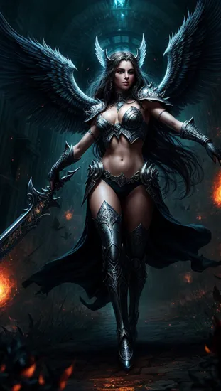 Exceptional quality, 4k, UHD, digital rendering, an ethereal angel woman fighting a horde of imps in helllll casting holy spell glowing eyes, glowing halo, dramatic action scene, helllll background, In the style of Luis Royo and Boris Vallejo, masterpiece, Unreal Engine, fantasy character, light caustic effects,