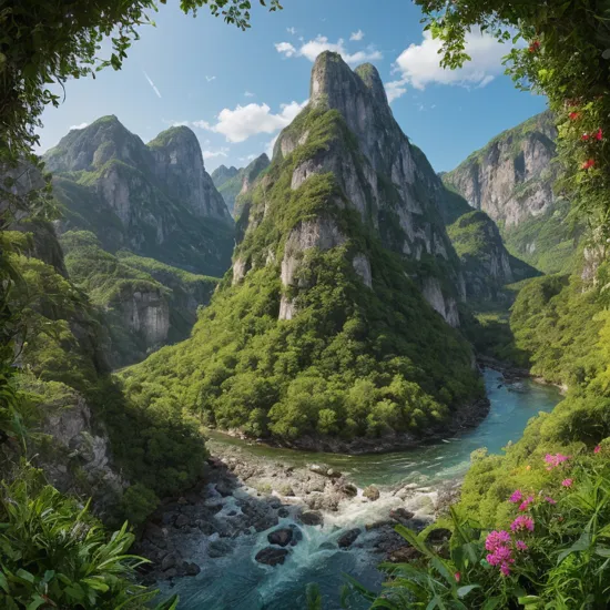 POV, wide angle shot, high vantage point, (Establishing shot), overlooking beautiful fantasy world with lush vegetation, winding rivers, sprawling landscape, (mountains:1.1), (castles:0.8), natural lighting, [god rays[, raytracing, particle effects, vivid colors, (highly detailed, hyperdetailed, intricate), photorealism, photographed on a Nikon D850, 24mm ultra wide lens, 8k resolution, Award-winning photography