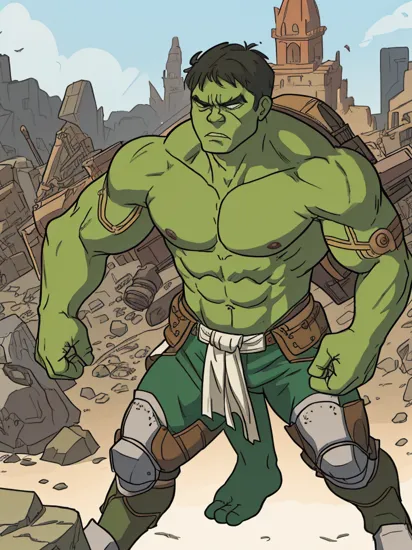 hulk in an armor in the style of sp4rt4
