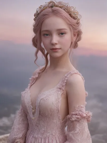 portrait photography,closeup,a young girl bathes in the hot springs of a palace in the sky,wearing a light gauze dress,(outside is a pale pink sky),(full of dreams:1.2),pale clouds floated around,incredible,(the palace was lavish and beautiful:1.2),(extremely detailed realistic fantasy:1.5),cowboy shot,narrow waist,look at the audience,
,