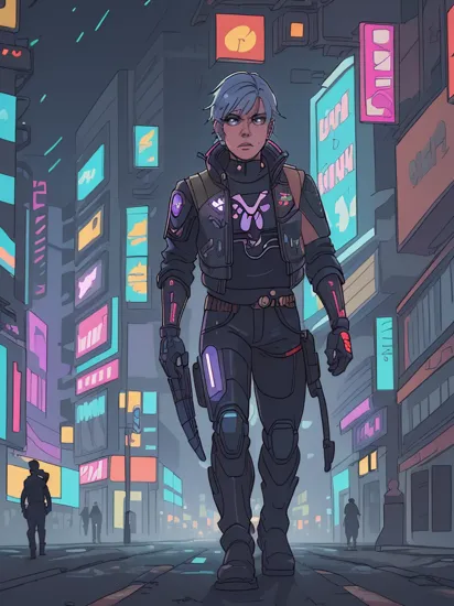 depict a scene in which (cowboy Woody wearing cyberpunk clothes, walks on dark misty street of the dystopian cyberpunk 2077 city), wide shot, with many (hinges, tubes, glowing implants, robot joints, cybernetic face modifications, body modification), in the background we see a futuristic metropolis in the cyberpunk 2077 style, bokeh, glowing eyes, neon city lights, misty, dynamic angle

 , (solo,masterpiece,best quality,highly detailed,volumetric lighting,original), extremely detailed 8K wallpaper,  full body, 35mm photograph, film, bokeh, professional, 4k, ray tracing , HDR , colorful, ((cyborg)), male, ((mechanical arms)), 