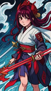 [red color, splash art, a close up liquid luminous moon ((Unohana from bleach wearing white captain kimono holding a sword )) made of colors, silver, red, black red, light blue, liquid red dark peony flowers, filigree, filigree detailed, swirling blood flames, color drops, color waves, moonlight, splash style of soft blue paint, hyperdetailed intricately detailed, unreal engine, fantastical, intricate detail, splash screen, complementary colors, concept art, 8k resolution, masterpiece, oil painting, heavy strokes, paint dripping, splash arts, concept art, centered composition perfect composition, centered, intricated pose, intricated], (full body:0. 8), <lora:Hyo-Ju:1>