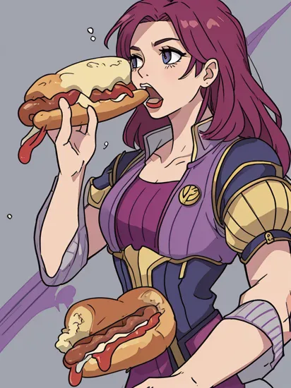 thanos eating a hotdog 
 