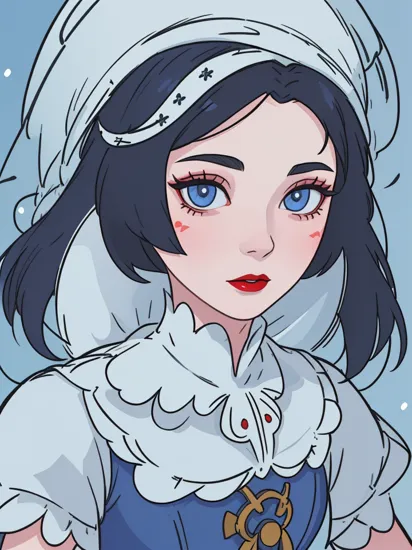 (Snow White cosplay), (hyperdetailed:1.2) close portrait photo of JaimeX (as Disney's Snow White:1.2), black hair, bob cut, pale skin, long blue dress, (detailed realistic skin textures:1.3), (detailed face and eyes:1.2), (vivid colors:1.2), 8k, soft lighting, (red lips), (Disney), (hyperrealistic:1.3), (masterpiece:1.4), (best quality:1.5),