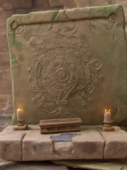(masterpiece),intricate details, a gameboy one a stone altar,  ((indiana jones movie background)),