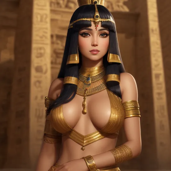 Cleopatra, sexy pose, cute face, HDR, high quality, cinematic lighting, egypthian piramid, detailed background