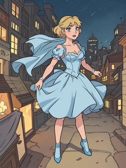  cinderella as a comicbook superhero, city streets, night