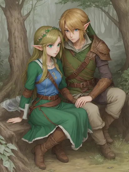 legend of zelda link between forest and ice, in the style of romantic illustrations, goblin academia, green and bronze, romantic manga, detailed costumes, post-painterly, dark cyan and beige
leafeye contactsitting
