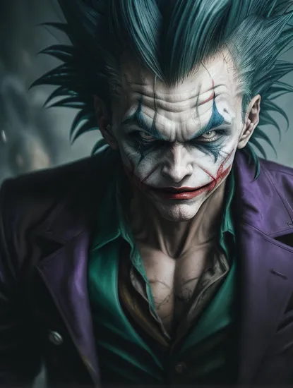 strong (the joker) as (super Saiyan) with (ultra instinct), hyper realistic, highly defined, highly detailed