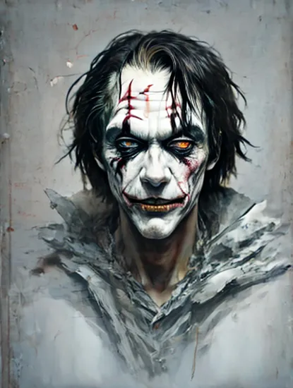 The Joker by Tsutomu Nihei,(strange but extremely beautiful:1.4),(masterpiece, best quality:1.4),in the style of nicola samori, by Andreas Lie