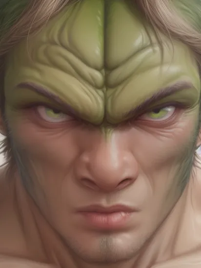 Closep photo portrait of Hulk, (ahegao), frontal view, atmospheric scene, masterpiece, best quality, (detailed beautiful face, detail skin texture, ultra-detailed body:1.1),