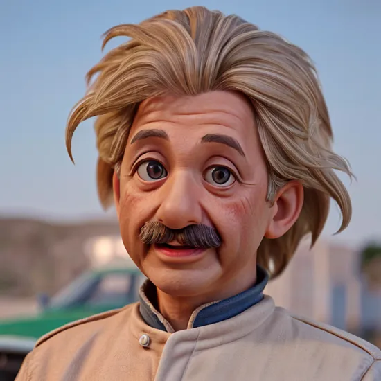 Photorealistic Closeup portrait color photo of Albert Einstein as a race car driver, 8k uhd, high quality, film grain