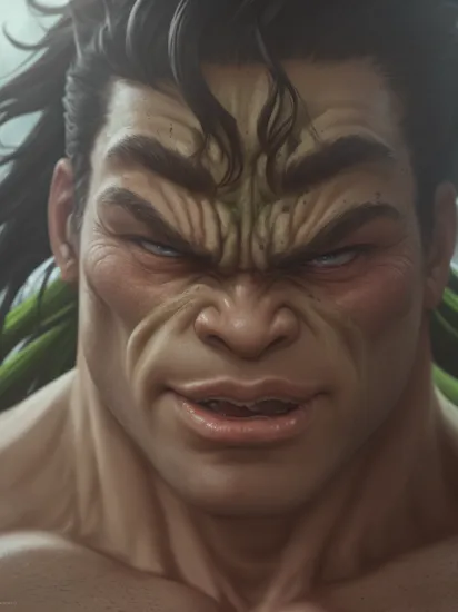 Closeup photo portrait of Hulk, (ahegao), frontal view, atmospheric scene, masterpiece, best quality, (detailed beautiful face, detail skin texture, ultra-detailed body:1.1),