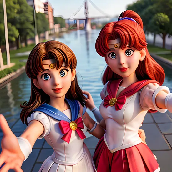 Sailor moon and sakura selfie