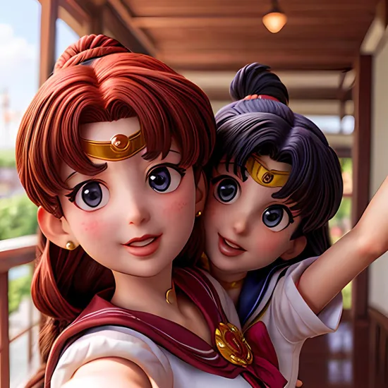 Sailor moon and sakura selfie