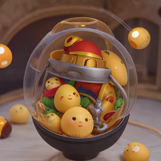 An egg-shaped, yellow virtual pet device is featured with a central screen displaying a  iron Man . The screen is encased within an while ring  ., 