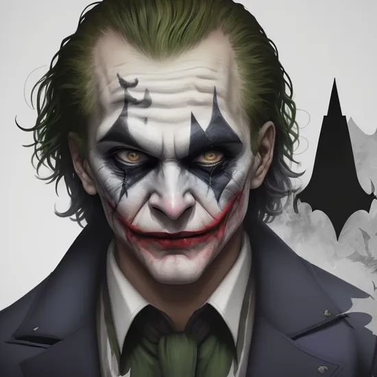  double exposure, white background, (the joker and batman:1.2)  misc, (masterpiece:1.2), best quality, (hyperdetailed, highest detailed:1.2), high resolution textures