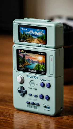 Ricerca un'imitazione di una console vintage portatile degli anni '90 come Game Boy, Game Boy Pocket o Sega Mega Drive mini.