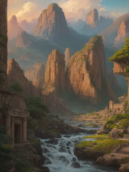 hyperrealistic art Capturing landscapes Landscape Design Art Inspired by Ancient Civilizations Abstract Photography retro scifi landscape, beautiful colours, sharp textures, nikolay georgiev, alex ross, bruce pennington, donato giancola, larry elmore, masterpiece, oils on canvas, trending on artstation, featured on pixiv, cinematic composition, sharp, details, hyper - detailed, hd, hdr, 4 k, 8 k, Abstract Photography, often for visual abstraction, unusual compositions, or artistic interpretation., Creating art inspired by ancient civilizations, often for historical interpretation, archeological insights, or cultural reverence., Landscape Design, often for outdoor spaces, garden design, or landscape architecture., including natural scenery, urban environments, and seascapes. . extremely high-resolution details, photographic, realism pushed to extreme, fine texture, incredibly lifelike