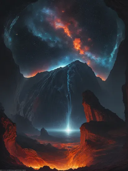 A beautiful earth filled with water and lava, intricate, masterpiece, expert, insanely detailed, 4k, composition, framing, centered, symmetry, painted, intricate, volumetric lighting, beautiful, rich deep colors masterpiece, sharp focus, ultra detailed, in the style of dan mumford and marc simonetti, astrophotography