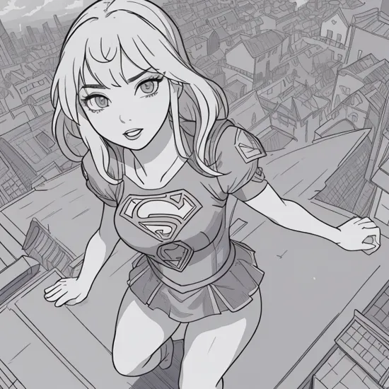 8k cg painting of mulanwaifu (wearing a sexy supergirl outfit:1.2), (standing on a rooftop) in Shanghai, (hyperdetailed:1.3), sharp focus, dramatic, exciting, closeup, realistic, (detailed skin:1.3), (detailed eyes:1.3), (masterpiece:1.5), (best quality:1.3), natural lighting, (vivid colors:1.2), trending on CGSociety, in the style of Jim Lee and Todd McFarlane,