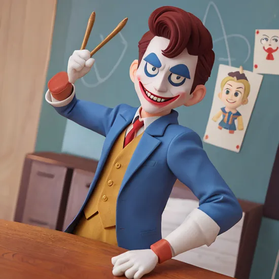 1man,masterpiece,masterpiece,Create a paper doll in a cartoon style, inspired by the DC character Joker,  