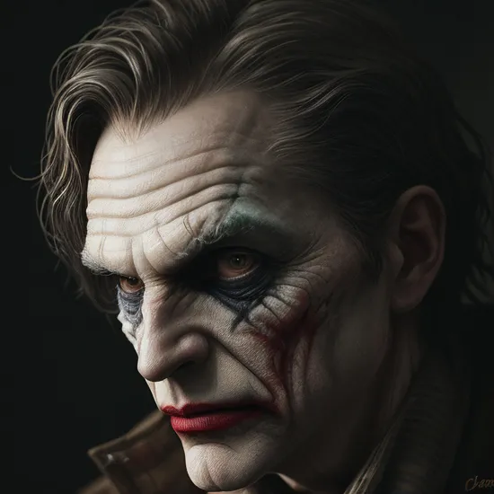 concept art the joker from batman the dark knight illustrated and reinterpreted by clive barker,face portrait,amazing character,intricately detailed,thorough,imaginative,, glow effects, godrays, Hand drawn, render, 8k, octane render, cinema 4d, blender, dark, atmospheric 8k ultra detailed, cinematic, Sharp focus, big depth of field, Masterpiece, 3d octane render, 8k, concept art, trending on artstation, hyperrealistic, extremely detailed CG unity 8k wallpaper, trending on CGSociety, Intricate, High Detail, dramatic . digital artwork, illustrative, painterly, matte painting, highly detailed