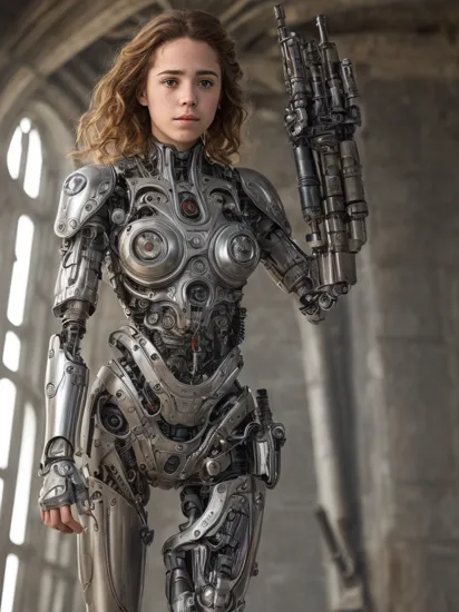 (masterpiece, best quality),  intricate details,
   sp3ct4,sc3pt4 style, mechanical arms, cybernetics,cyborg, sci-fi machinery, 
  Hermione Granger,