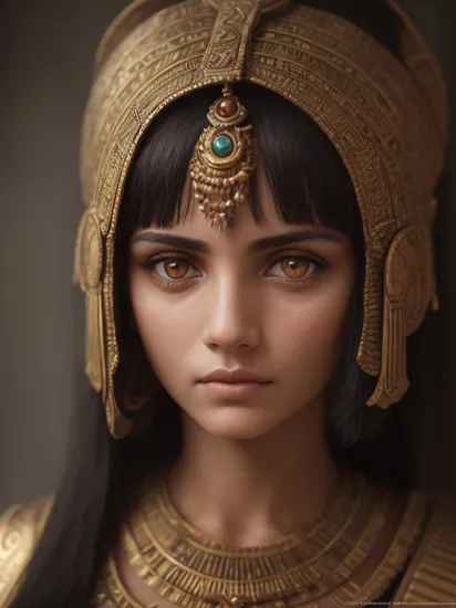 portrait photo of Cleopatra, highly detailed face, depth of field, moody light, atmospheric lighting, Egyptian headress, highly detailed, style by Dan Winters, Russell James, Steve McCurry, centered, extremely detailed, Nikon D850, award winning photography