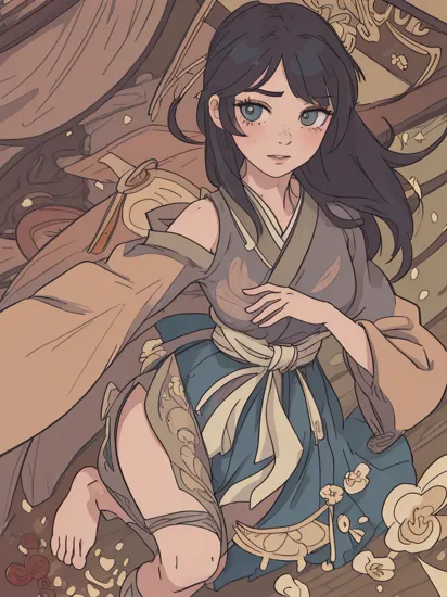  ((attic, casual outfit), full-body, dynamic posing,), resplendent 22yo  MulanWaifu, (HQ photo, masterpiece, RAW photo:1.2), (japanese clothes, kimono), cute face, darker skin, blush, freckles, mutinous, beautiful chinese woman BREAK    BREAK ((photorealistic), realistic face), medium breasts, beautifully detailed woman, realistic face, detailed mouth, extremely detailed eyes_and_face, beautiful attractive face, beautiful detailed eyes, (photorealistic), pronounced feminine feature, matte eyeshadow, eyelashes, eyeliner, perfect fit body, smooth skin, dynamic posing, toned body, flat belly, perfect feminine hands BREAK   color HD photo, Wide angle focal length, (full-body shot, high quality photo, masterpiece), HDR, 8K resolution, analogue RAW DSLR, best quality, absurdres, vivid vibrant colors, skin pores, intricate detail, (intricately detailed face_and_eyes), realistic human hands, sophisticated detail, (realistic lighting, sharp focus), centerfold, bokeh, official art, 8k wallpaper, ultra high res, professional photography kkw-ph1