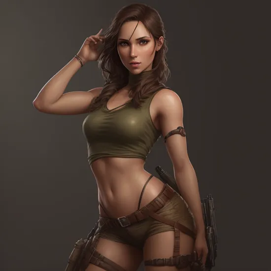 lara croft by charlie bowater and titian and artgerm, full body portrait, intricate, face, elegant, beautiful, highly detailed, dramatic lighting, sharp focus, trending on artstation, artstationhd, artstationhq, unreal engine, 4 k, 8 k