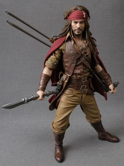 Dare-Sparrow: A crossover between Daredevil and Captain Jack Sparrow, this action figure combines blind justice:0.6 with pirate swagger:0.4. , awe_toys