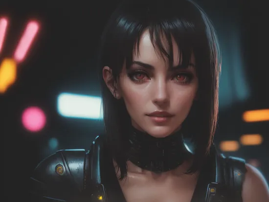 conceptual art, (((1980's cyberpunk))), (blade runner, science fiction), ((art by syd mead, futuristic, android assembly)), photorealistic, beautiful, glamorous  beautiful Monica Bellucci, m0n1c4b31u-smf android, glowing eyes, short bobcut hair,  ((frightened, perfect teeth)), directed by dario argento, suspiria, portrait, close up, facing camera, eye contact, looking at camera, sexy, seductive smile, mature, extremely high detail, film grain, chromatic aberration, golden light, backlit, sharp focus, sparse neon lights, multiple lights, wide angle lens, spaceport, retro, moody background, detailed background   