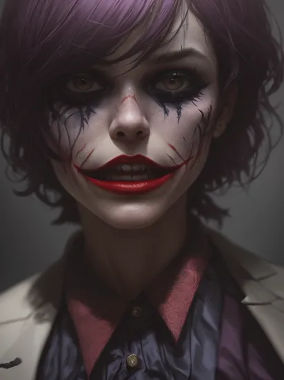 A stunning intricate full color portrait of lcn , dressed as the joker, epic character composition, by ilya kuvshinov, alessio albi, nina masic, sharp focus, natural lighting, subsurface scattering, f2, 35mm,