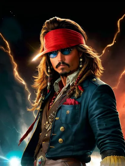 Johnny Depp, Cyclops @JohnnyDepp, with his visor emitting a ruby-red beam, stands as the disciplined leader of his team. His blue and yellow suit mirrors the uniformity and spirit of the group, his posture exuding confidence and the weight of responsibility that comes with his powerful optic blasts.
