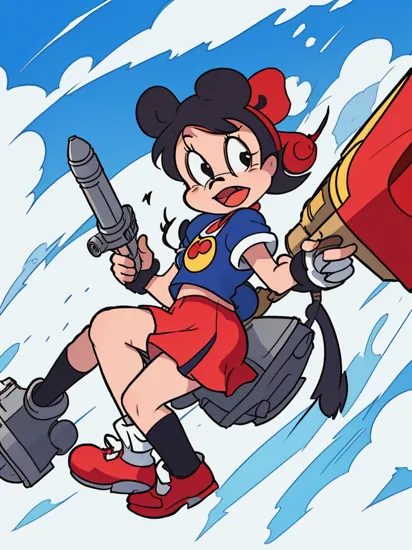  PEOldCartoonStyle,Cartoon,
mickey mouse holding a rocket launcher