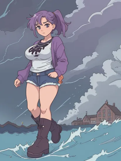 (full body shot:1.2) photo of one (mature:1.3),solo focus,  (look at viewer),front view, sad, 
(strong wind:1.3), in wild disorder (storms:1.4),
(casting masic:1.3),
jasmine_purple-color hair,short_ponytail,
(curvy:1.2),
big breast, narrow waist,big pelvic, thick thigh,
(casual clothes:1.2),
ancle-boots,
(sky:1.2), 
(realistic skin_details, sharp focus, masterpiece, best quality,finely detailed,extremely detailed, realistic detail, realistic, high_resolution)