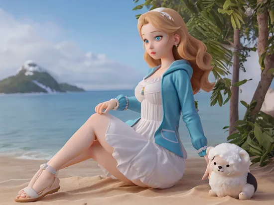 1girl, Holding a panda,(On the beach by the sea:1.36),(full body:1.36),A beautiful woman in a windbreaker looks out at the green mountains and waters in front of the snowy island, (Snow white and delicate skin,Real and delicate skin:1.32),solo, brown hair, realistic,(Sexy and beautiful eyes,Bright and divine eyes:1.16), jewelry, big breasts,  earrings, arms at sides, official art,Best quality,masterpiece,ultra high res,((8K,photorealistic:1.32)),((deep Focus)),raw photo,extremely delicate,intricate details,best shadow,beautiful,((detailed  hair)),(pale skin),