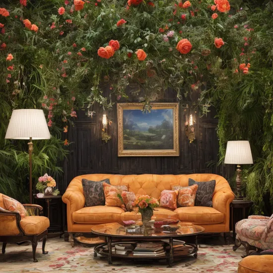 rain, (masterpiece:1.2), best quality, (black hair:1.14), UHD, (dim colors, (island sanctuary)), photograph, Architectural digest photo of a maximalist orange solar living room with lots of flowers and plants, 32k, experimental, De-Noise, Antonio Moro, sleeveless, , visually stunning, (ultrarealistic:1.3, rose:1.2), highly detailed, vibrant details, (cinematic lighting)