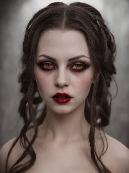 stunning creepy portrait photography of sexy vampire lady , (looking in the camera:1.3), blood on the lips, sexy Victorian dress, (creepy sinister look:1.2), fangs, in the dracula mansion, creepy, detailed face, sharp focus, (epic lighting:1.2), subsurface scattering, f2, 35mm,  