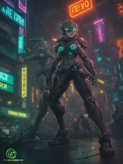 joker +in a dystopian cyberpunk city, 
Green hairs,
orange neon suit-like cyborg armor,
cyborg modification,  
cyberpunk armor, 
cyborg, fighting pose, 
( sharks cyborg), 
neon shark sign
Gangster, 
(blue neon tattoos:1.2), 
mad smile, 
joy, 
looking at the camera, 
cyber visor, 
steampunk,
dark misty street, 
wearing cyberpunk armor, 
neon signs, misty,
 cyborg purple eye, 
cyborg arm, 
exposed leg, 
neon on body, 
sfw