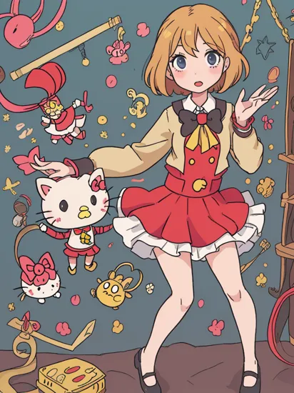 marionette, hello kitty is going to school
