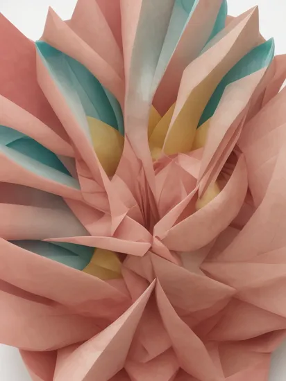 (close up beautifully folded Origami female vagina),  Everything is origami folded paper,  concept art triadic colors. contrasting colors maximalism mandelbulb macro photography Unreal Engine 5. Origami,  Origami paper folds papercraft,  made of paper,  stationery,  8K resolution 64 megapixels soft focus, 